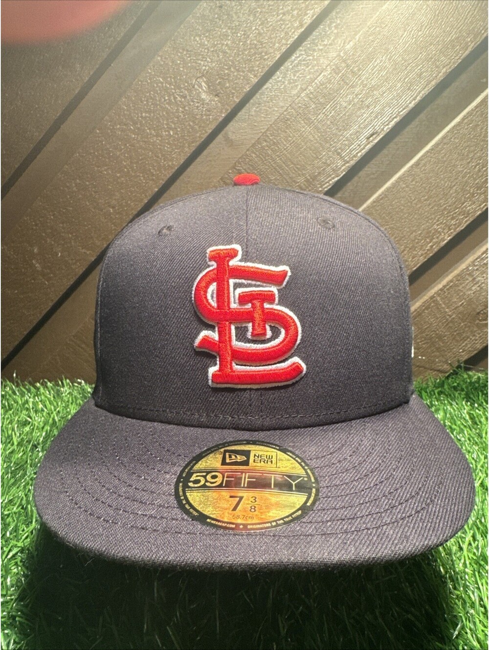 New Era 59FIFTY St Louis Cardinals Fitted Hat Black Red Gold Size 7 3/8 MLB Cap